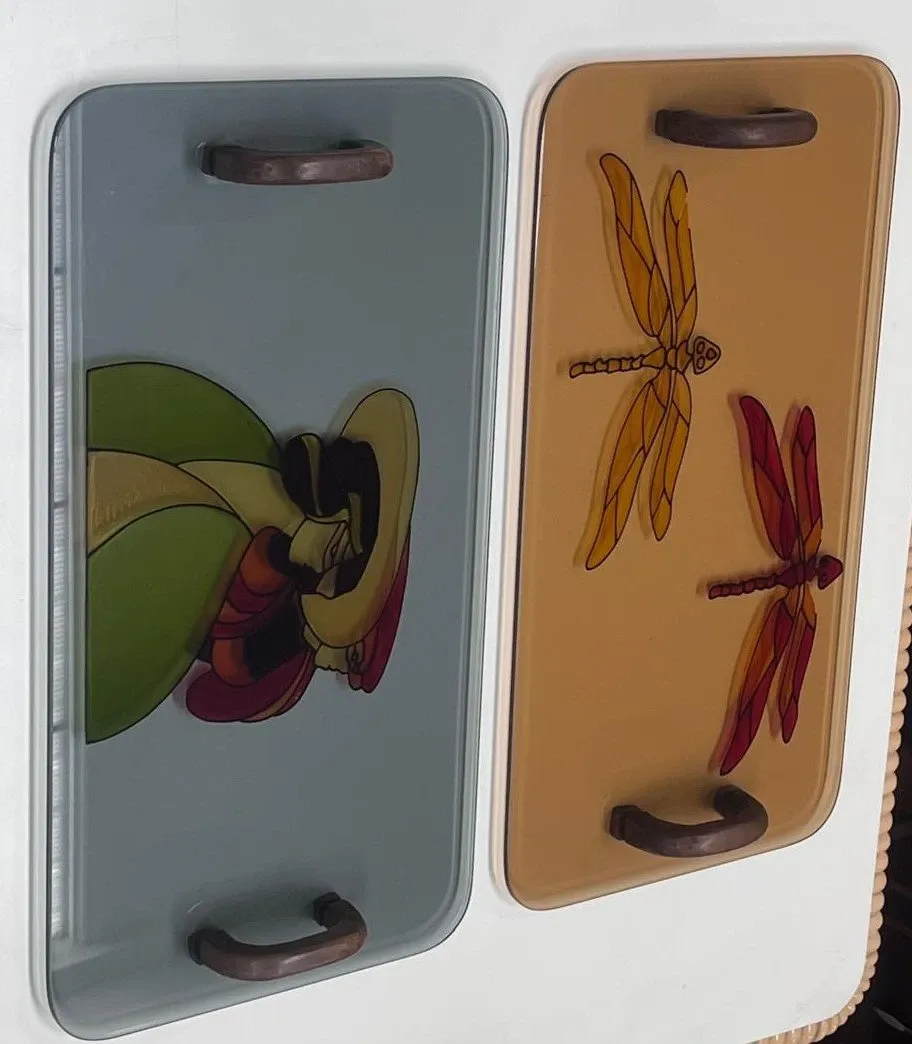 Set of 2 artistic trays, Italy, 1980s