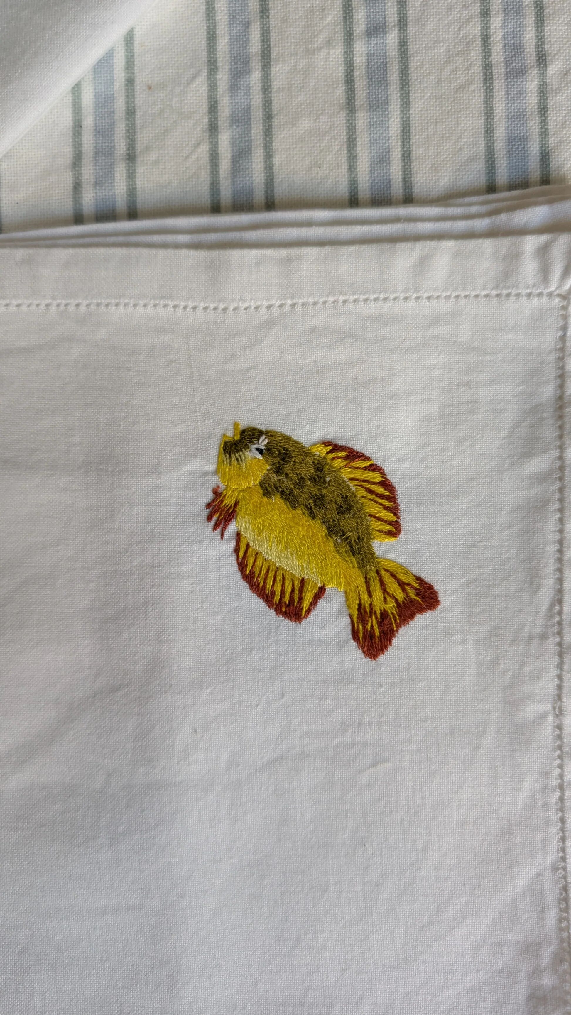 Ensemble de 6 serviettes brodées poissons