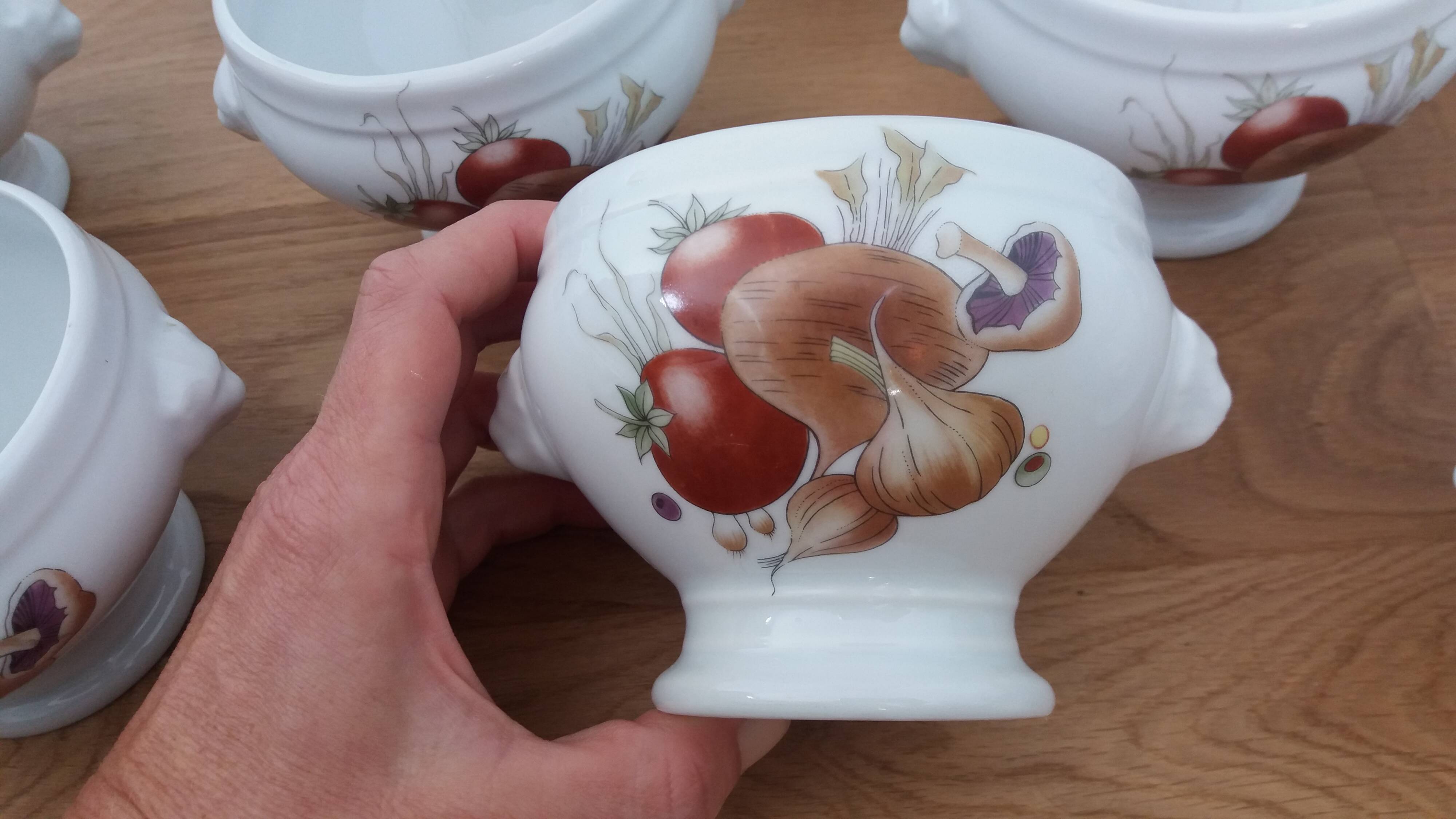 Pyrolux Lourioux porcelain soup bowls