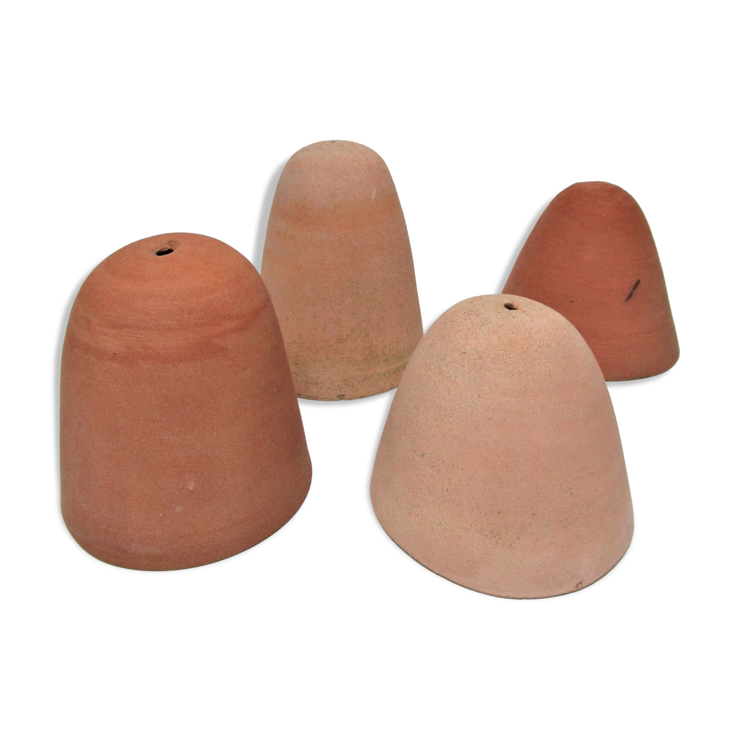 Four bells for seedlings in vintage terracotta