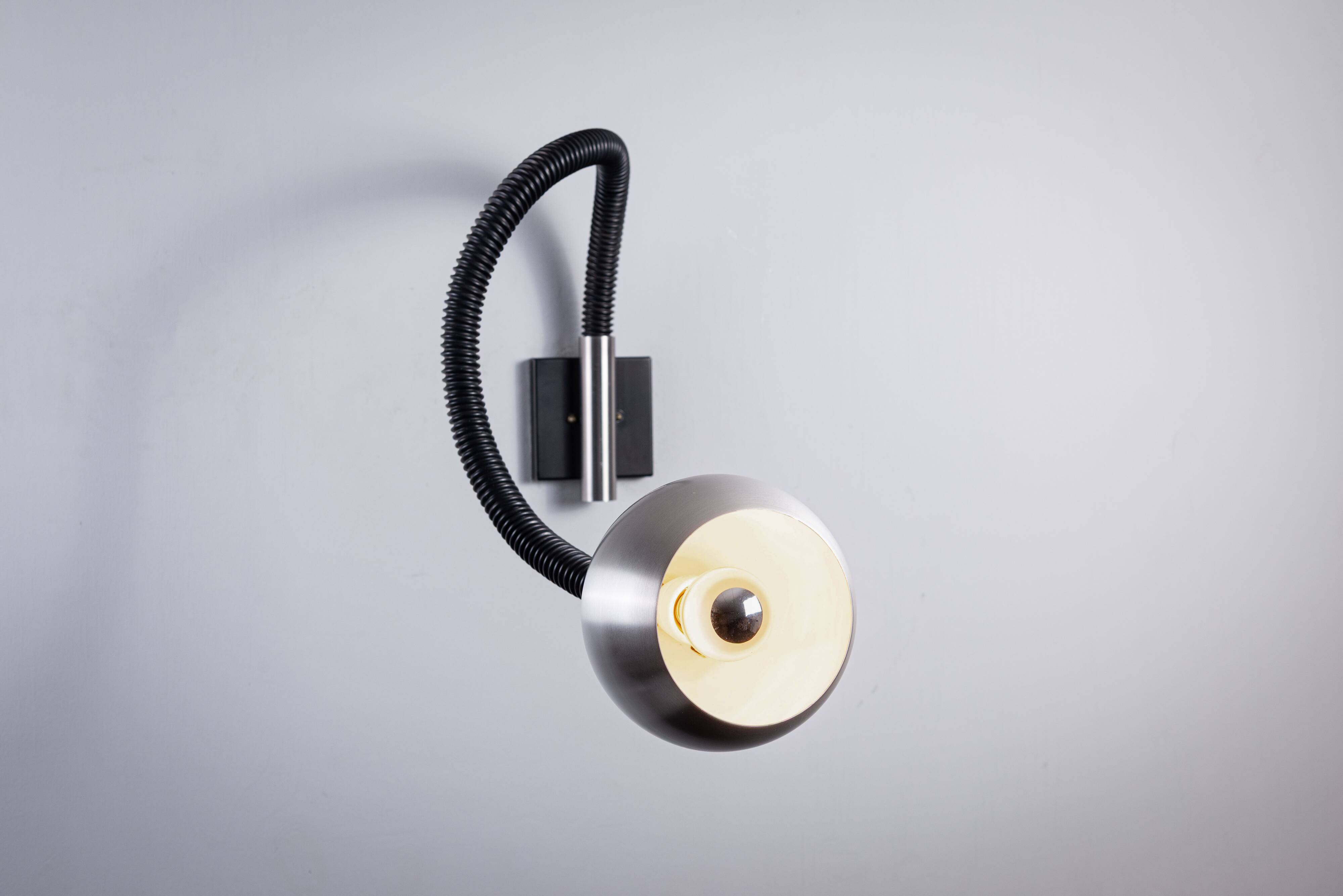 Martine Le Forestier ‘‘Serpent’’ wall lamp for Raak Amsterdam 1968