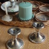 Pair of chrome metal candlesticks