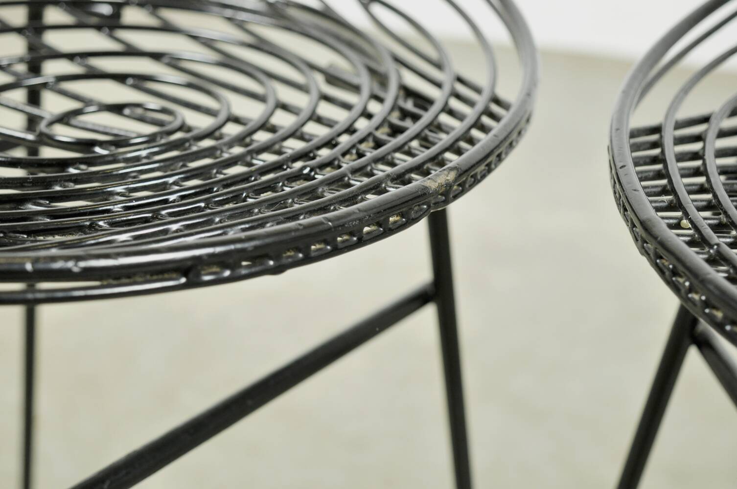Set of two metal wire stools KM05 designed by Cees Braakman for Pastoe, 1950s