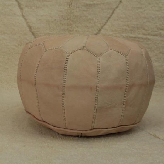 Moroccan pouf in natural leather