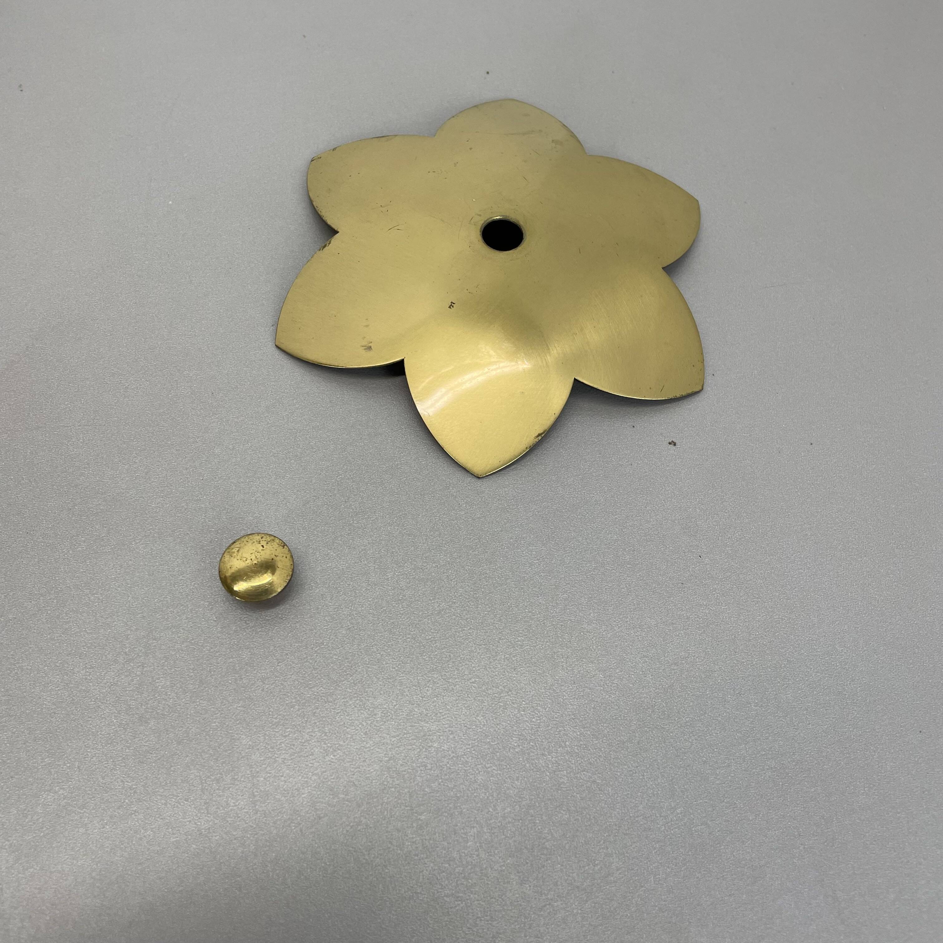 rare minimalist 33cm Brass Theatre Wall Light Sconce, Italy 1950s