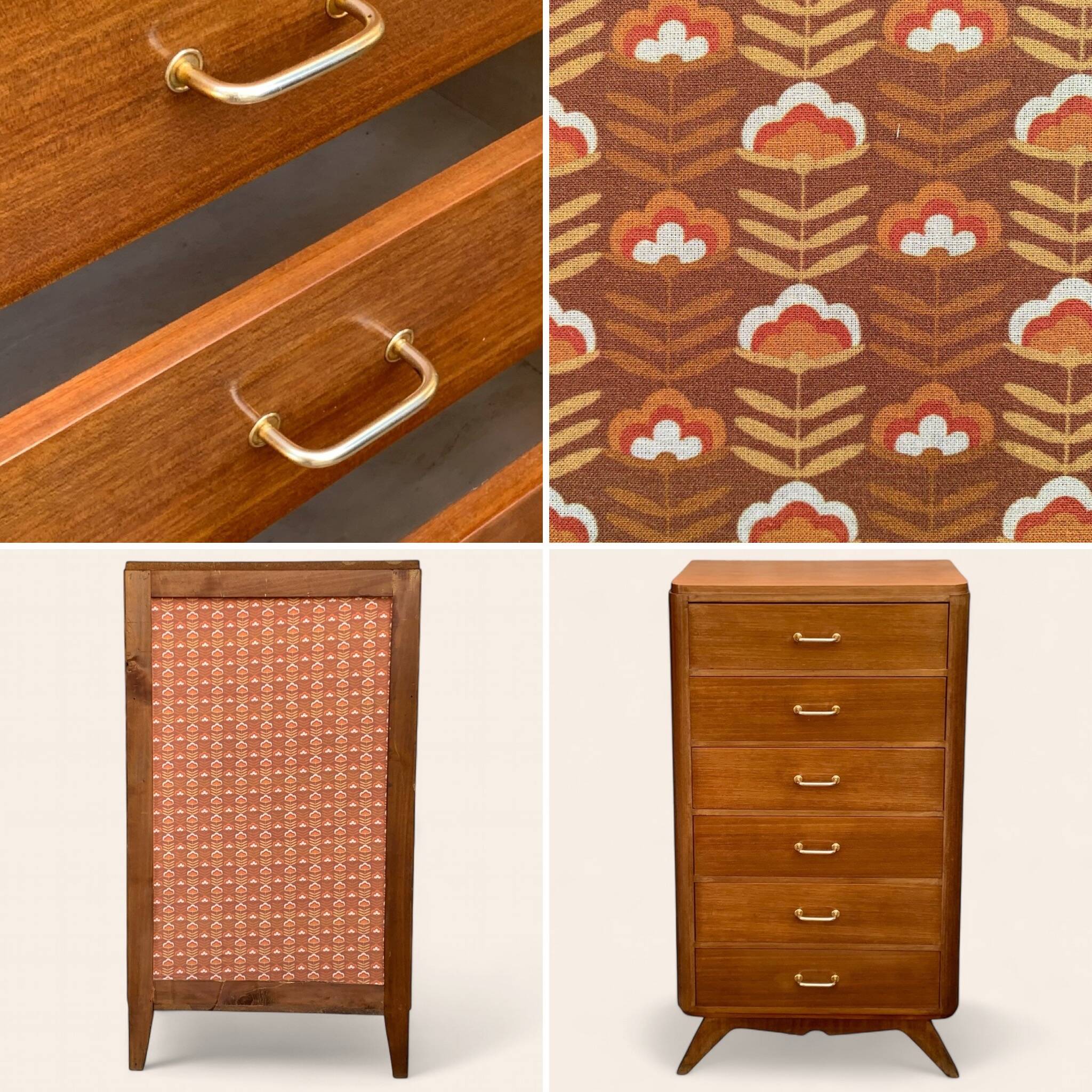 Vintage chest of drawers with compass feet 1960 H112