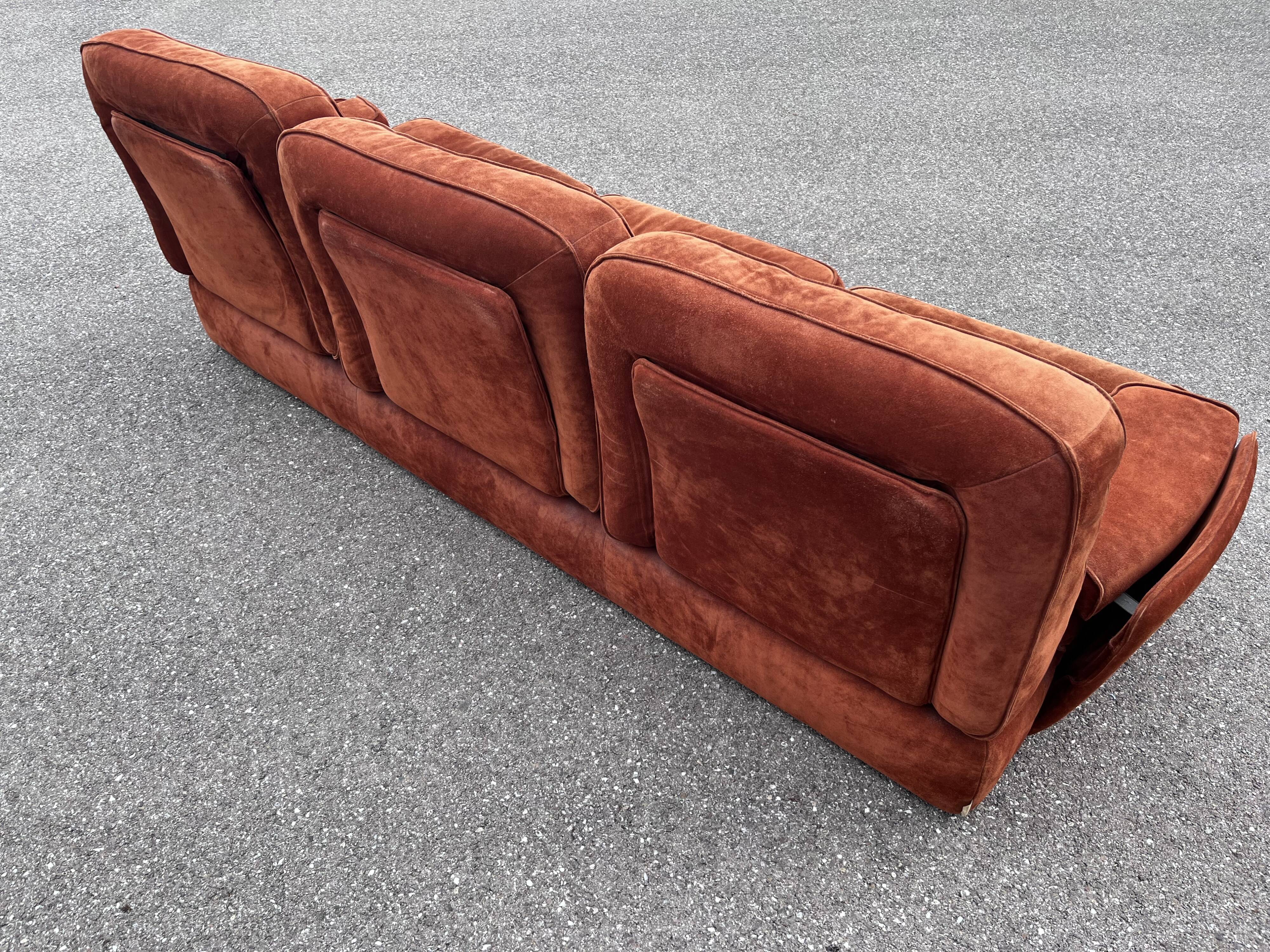 Cinna orange suede sofa