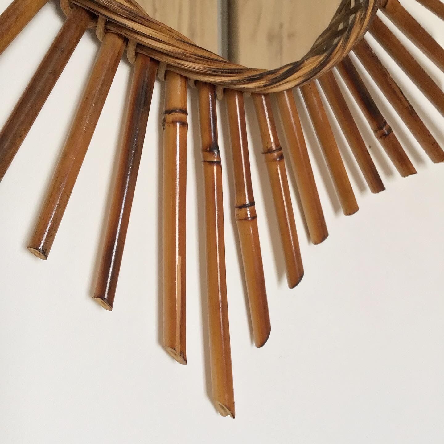 Vintage rattan sun mirror