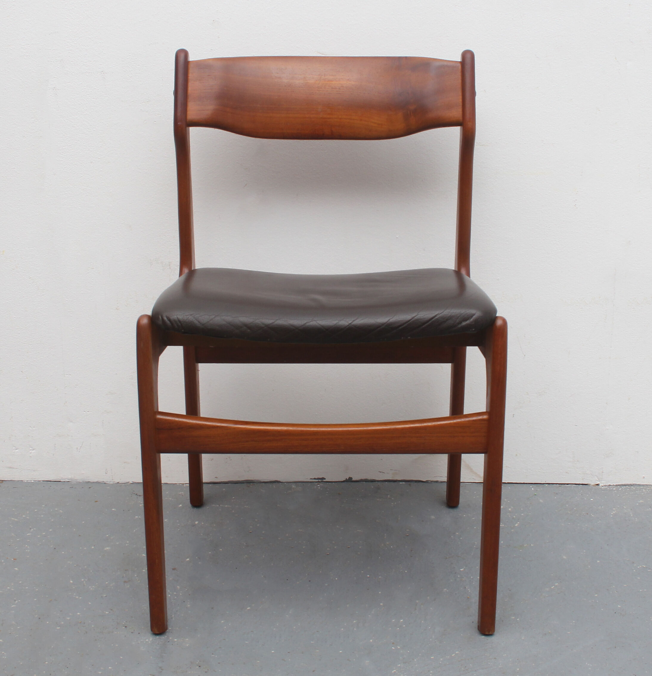 Set of 4 dining chairs 1960s teak/leather, Erik Buch