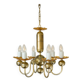 Lustre vintage Kamenický Šenov en verre ambré et métal doré – Tchécoslovaqu