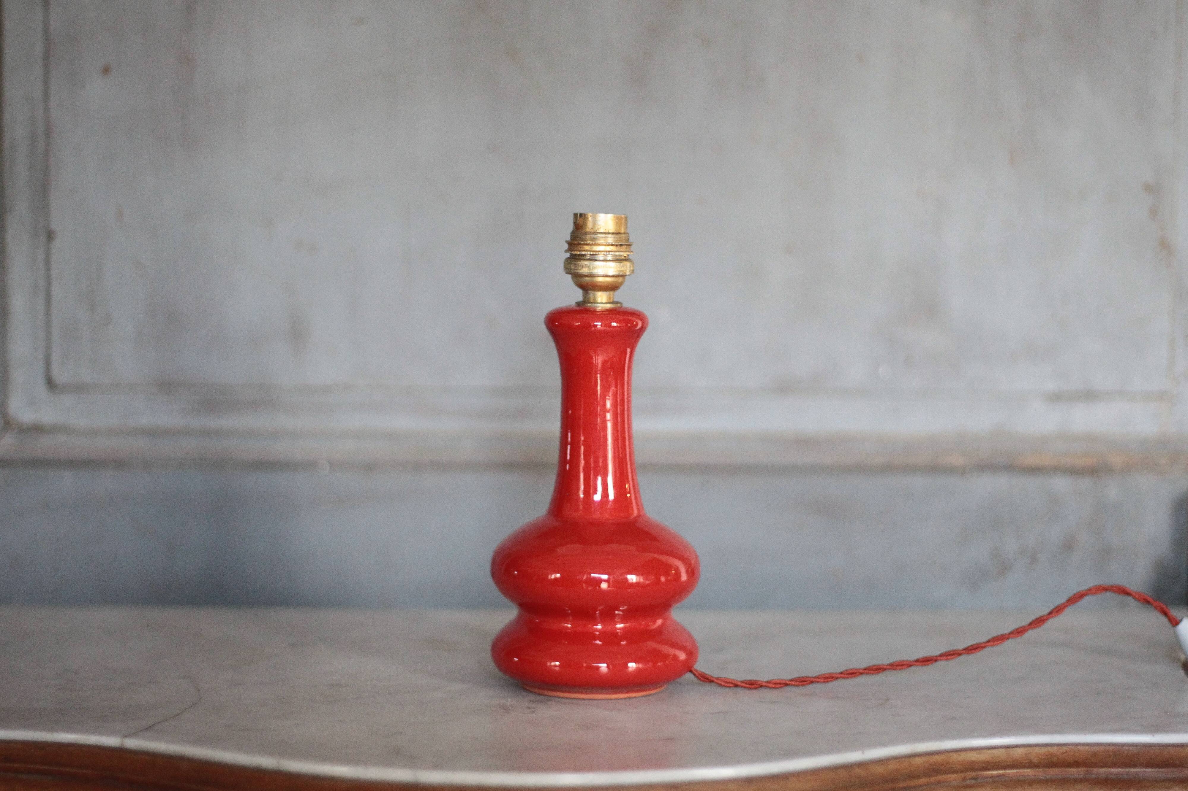 Glazed terracotta lamp, vintage lamp, table lamp, bedside lamp,