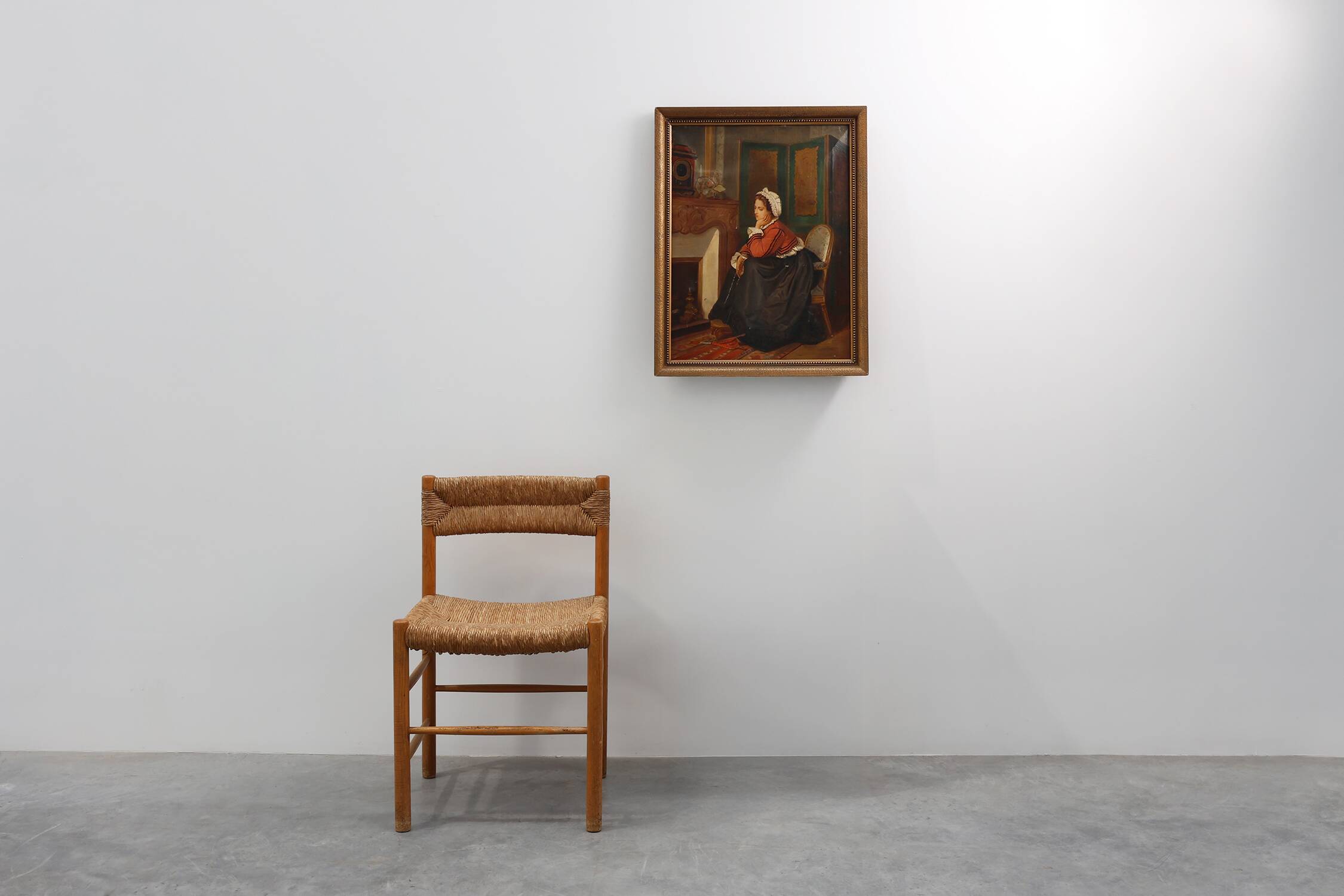 19th-Century French Baroque Interior Scene Painting