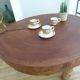 Brutalist circular coffee table in mahogany