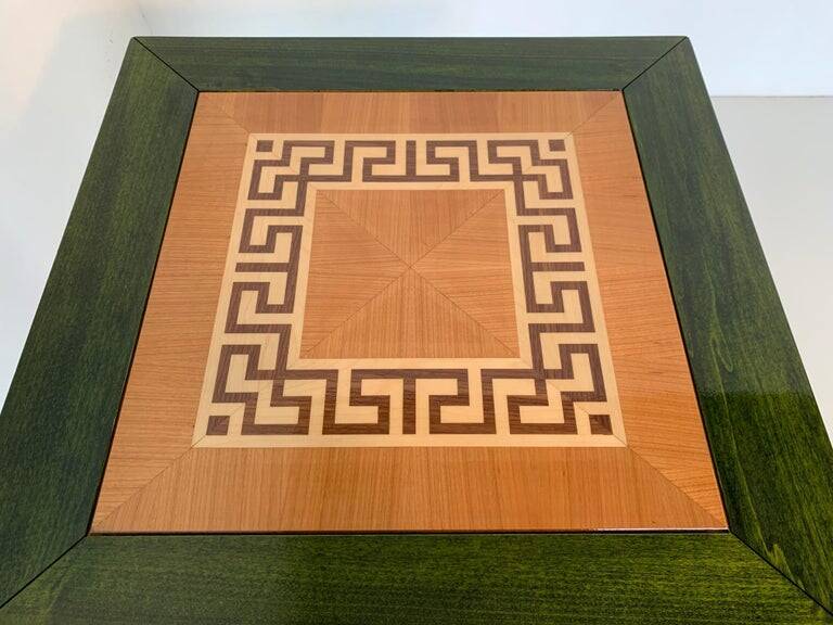 Unique Italian Green Aniline and Maple Coffee Table