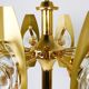 Oscar Torlasco brass chandelier of 25 inches with optical prism lenses, Italy, 1970s.