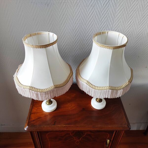 Paire de lampes vintage en albâtre
