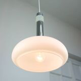 Mid-Century Danish Chrome & Opaline Pendant Lamp, 1960s