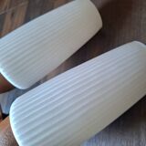 Vintage wall light, antique glass and wood lighting fixture