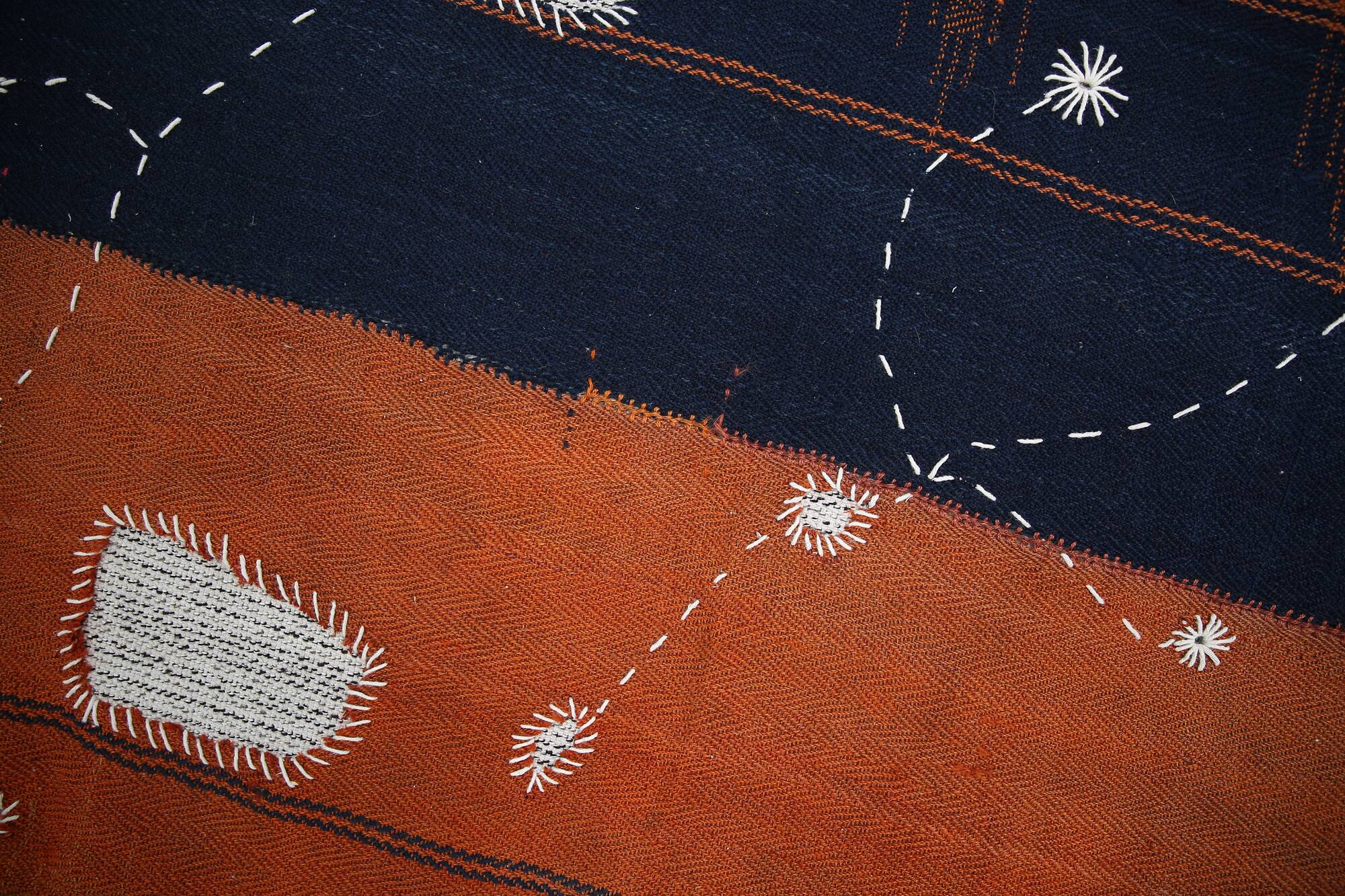 Navy Blue Hand Woven Wool Wall Hanging Tapestry Rug, 105x135 Cm