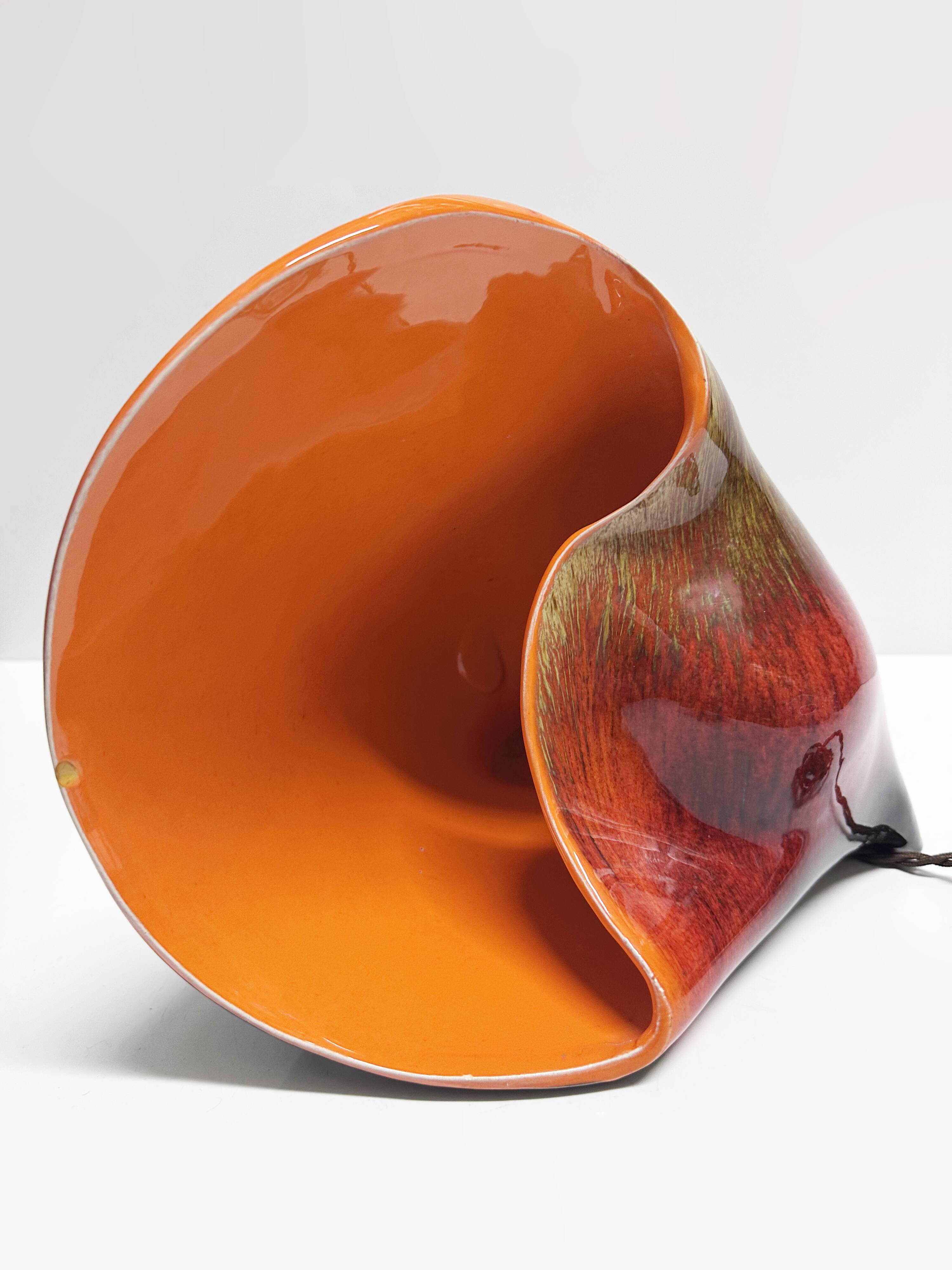 Shell lamp Vallauris in ceramic. France, 1970s.