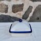 White and blue ceramic butter dish