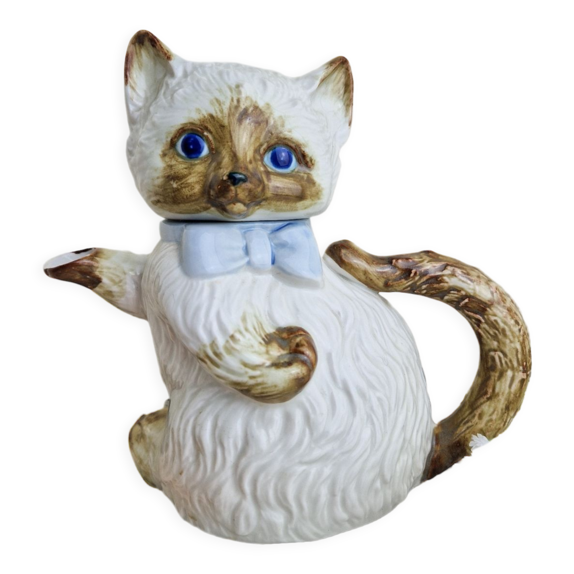 Vintage Japanese teapot in the shape of a ceramic cat