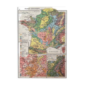 Old map of the geological France of 1945