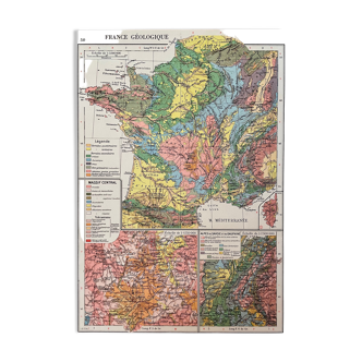 Ancienne carte de la France géologique de 1945