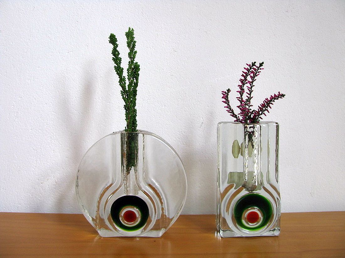 Vintage crystal glass vases from Walther , 1970s
