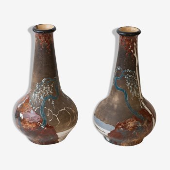 Paire de vases japonisant signé Edmond Lahaye de Vallauris