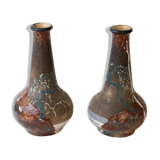 Pair of vase signed Japanese Edmond Lahaye of Vallauris