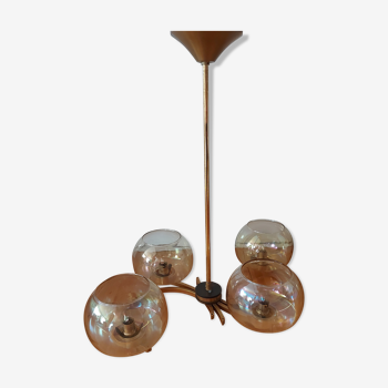 Golden brass chandelier 50's