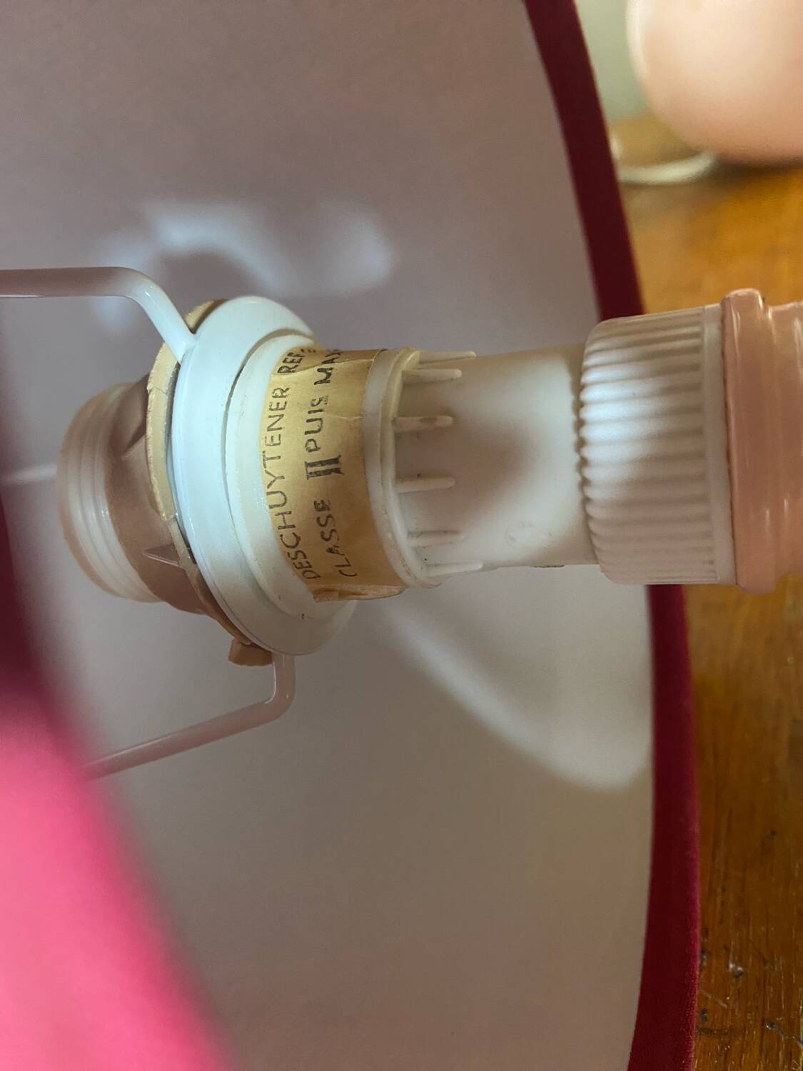 Pair of antique de schuytener opaline pink ball vintage bedside lamps