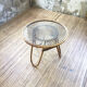 Table rotin et verre vintage