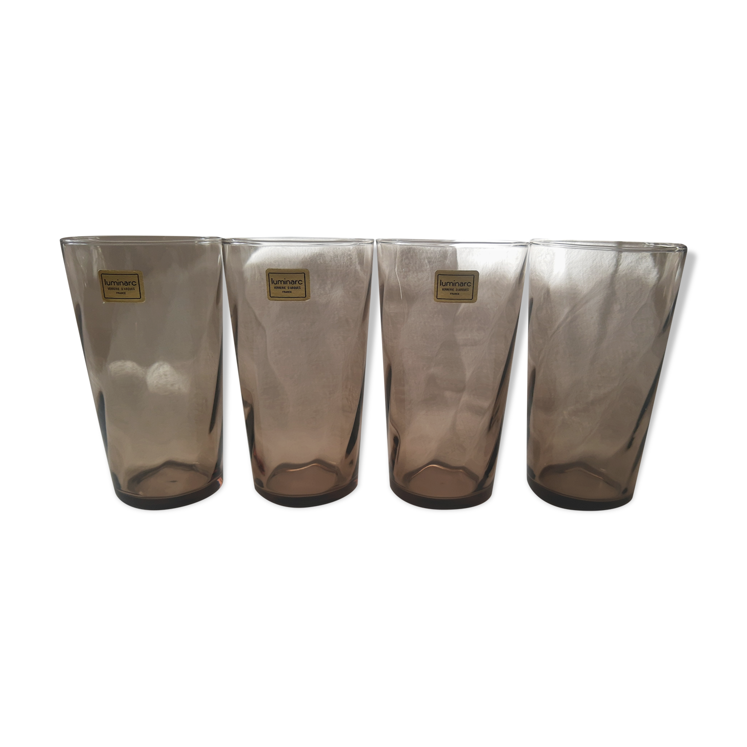 Set of 4 smoked glasses luminarc france vintage