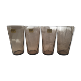 Set of 4 smoked glasses luminarc france vintage