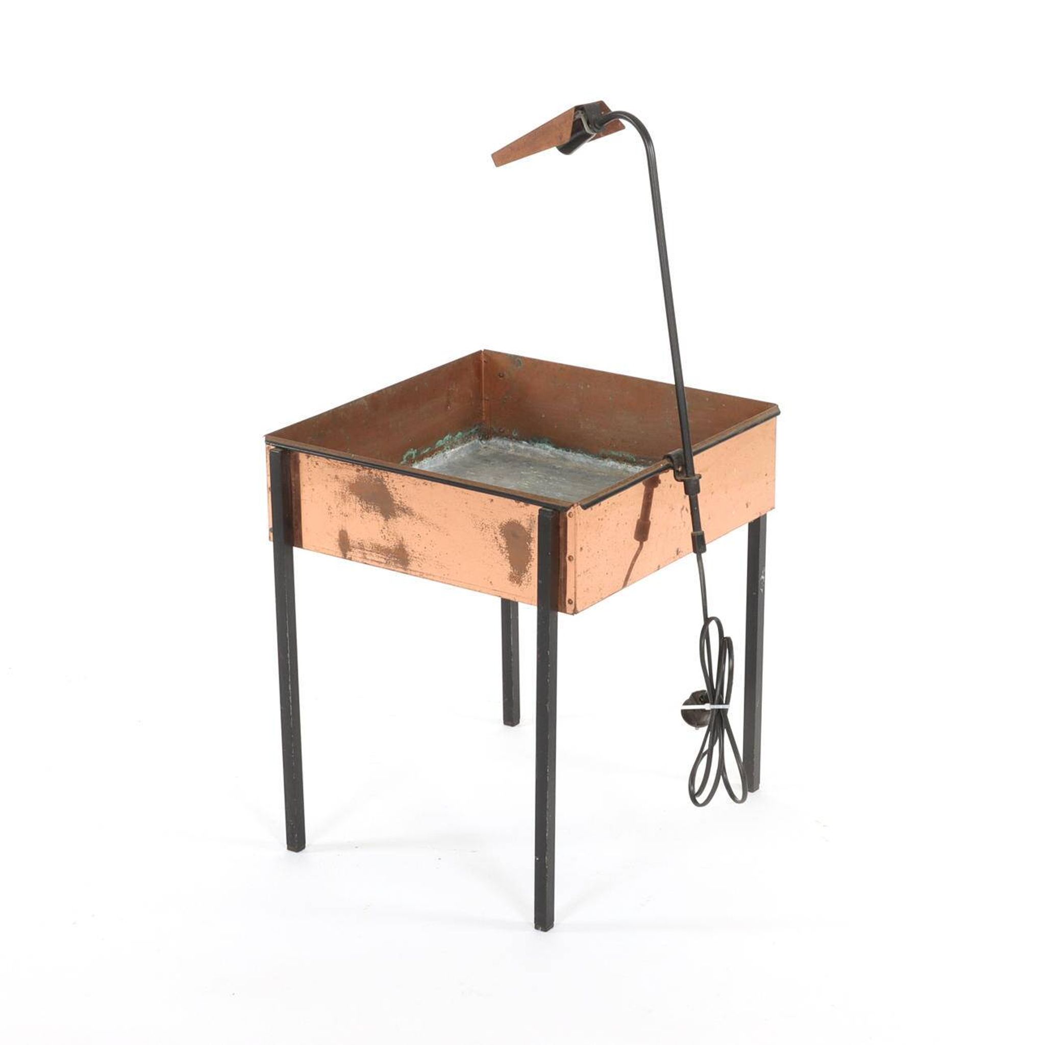 Copper flower box with integrated lamp - Hans Agne Jakobsson