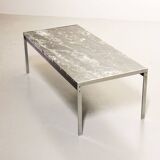 Kho Liangh Black Marble and Brushed Steel Coffee Table by Artifort 1960s