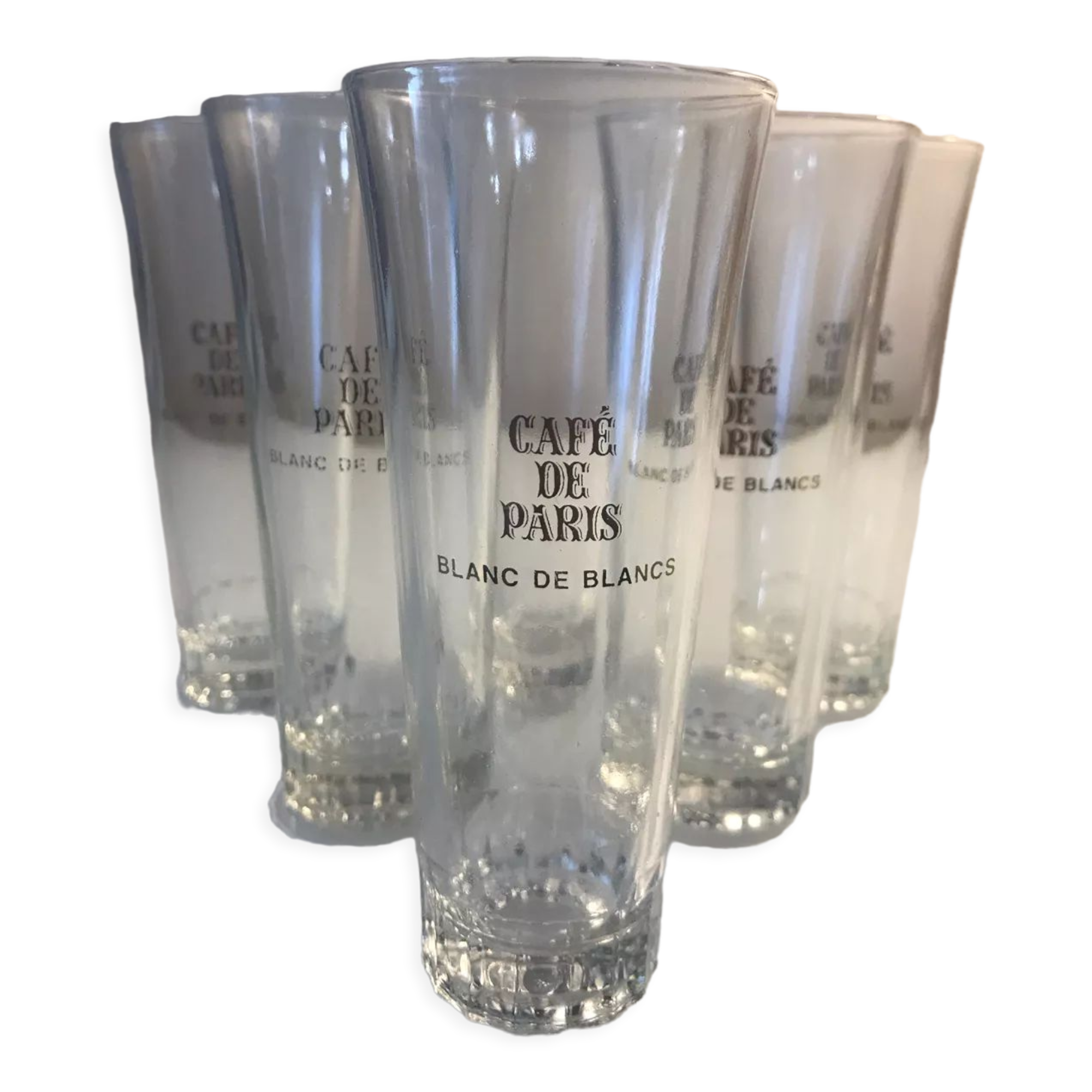 5 old glasses of brasserie café de paris