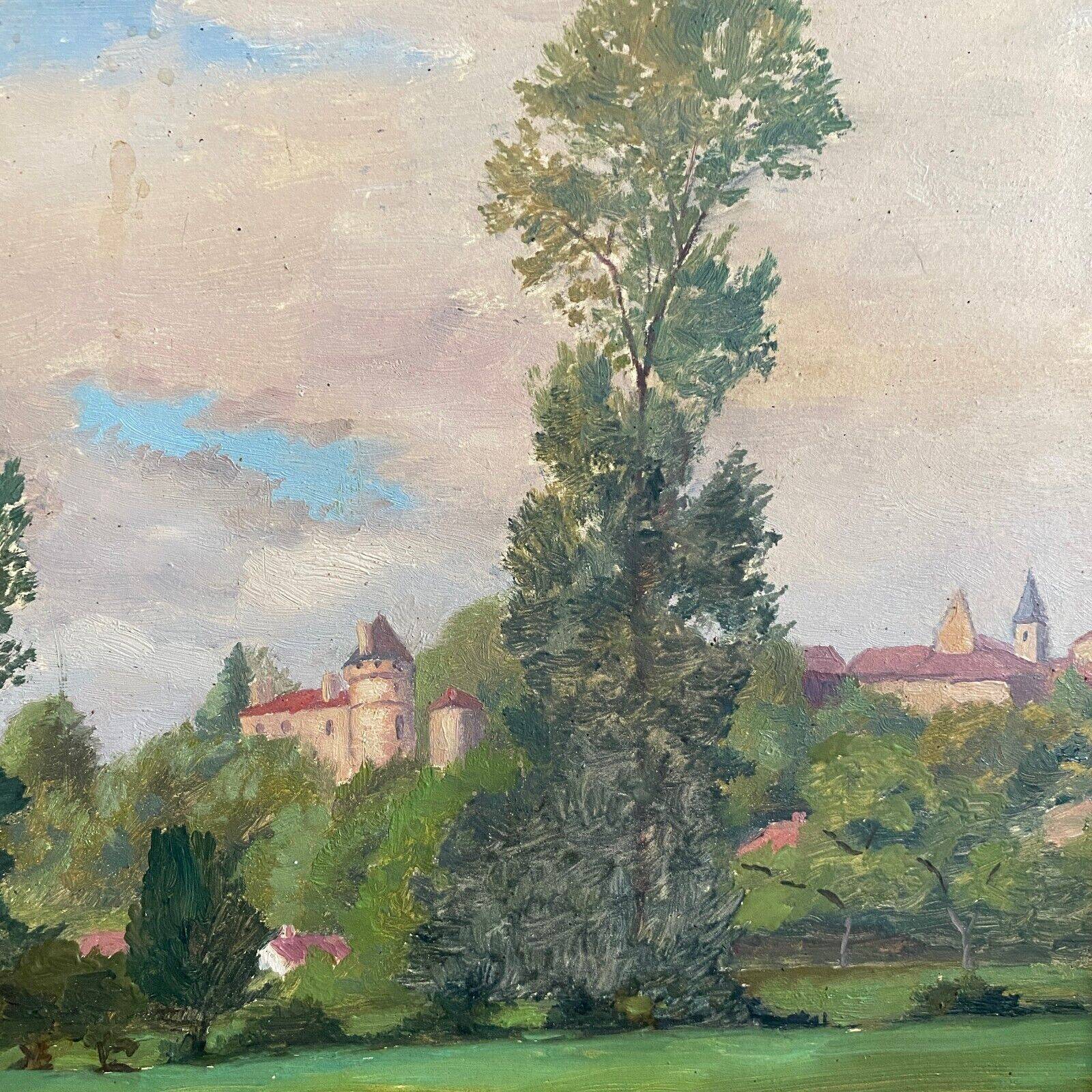 Oil on cardboard depicting a castle by E. Stefanski 20th century