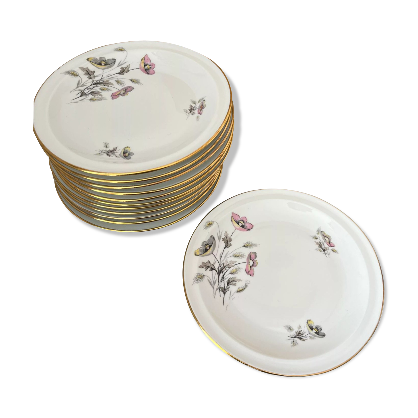 Dessert plates porcelain floral decoration