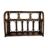 Vintage wall shelf in rattan and bamboo, 2 levels - Bohemian style