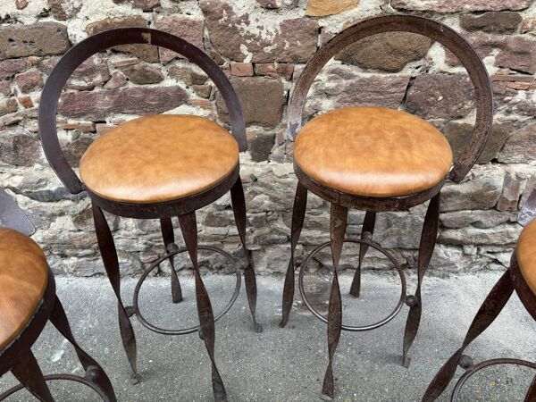 Set de 4 Tabourets de bar restaurant Pub taverne métal 1970s