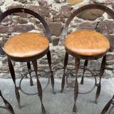Set of 4 bar stools restaurant pub tavern metal 1970s