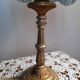 Table lamp bronze foot lampshade pagoda white and blue 50s