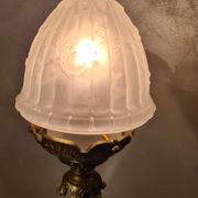 large bronze lamp napoleon iii sculpted globe molded opaque 54x22