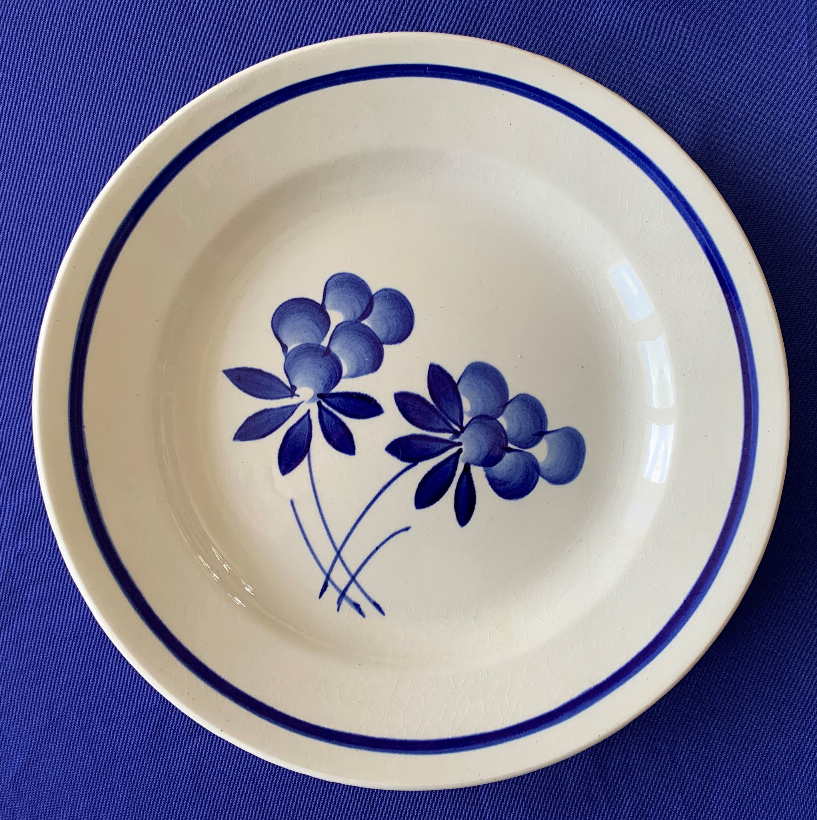 7 flat antique plates in Gien earthenware