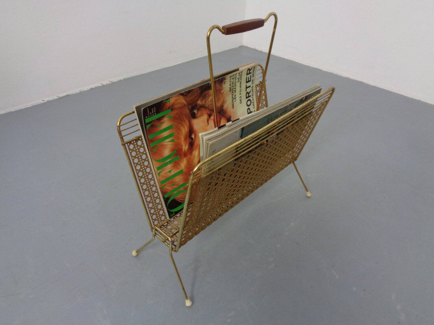 French metal magazine rack, 1960s