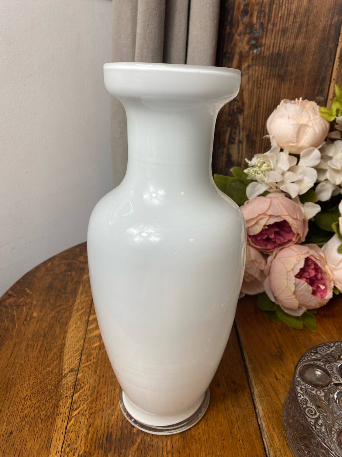 White glass vase