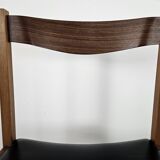 Six Scandinavian-style teak and leather dining chairs